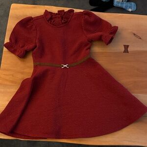 Janie and Jack Red Kids Dress with Brown Belt
